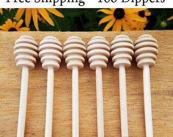 4 inch Honey Dippers - 100 dippers, Free Shipping, Wooden Honey Dipper