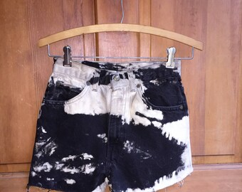 90s Vintage High Waist Black Denim Shorts