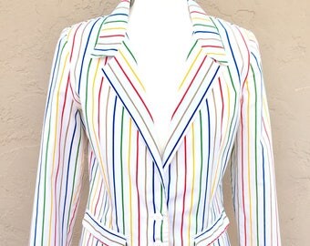 Vintage 1980s Rainbow Stonybrook Jacket/ Vintage Jacket/ Rainbow Jacket/ Vintage Blazer