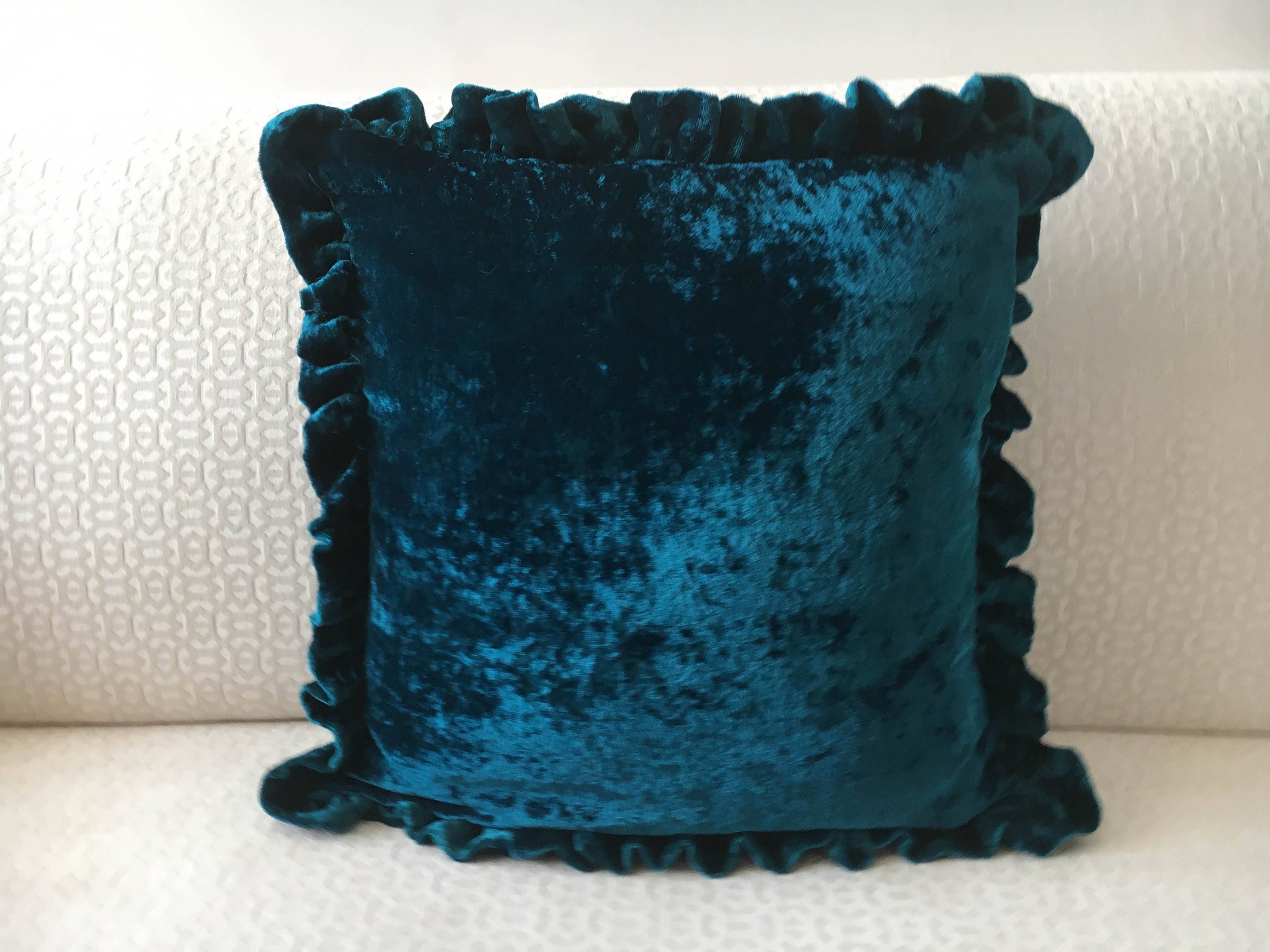 Peacock Blue Velvet Pillow Cover throw pillow cover 12x12
