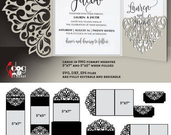 12 Lace Envelope, Card, Band Templates Digital Cut SVG DXF Files Wedding Invitation Stationery Cuttable Download Silhouette Cricut JB-863