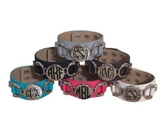 Monogrammed Leather Cuff Bracelet, Monogrammed Bracelet, Personalized Bracelet, Monogrammed Jewelry, Personalized Jewelry