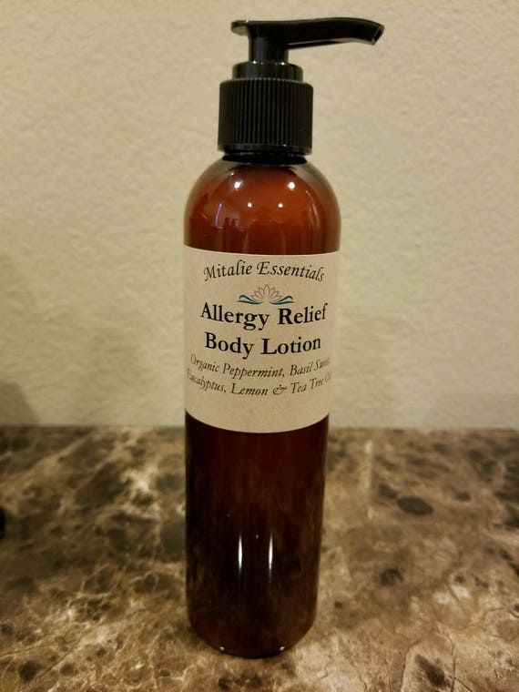 Allergy Relief Body Lotion Organic Aloe Peppermint Basil
