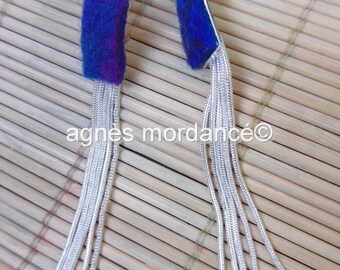 Long earrings "Zephyr" - felted wool and metal - unique
