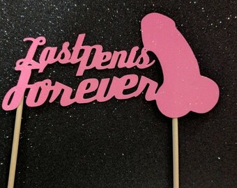 Last Penis Forever bachelorette party cake topper and 6 penis cupcake topper. Bride squad, bachelor pink