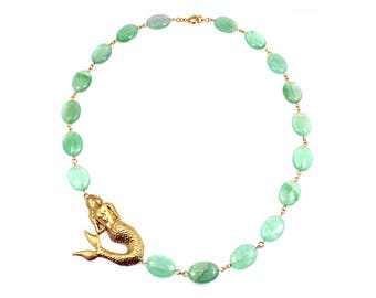 Mermaid Necklace, Fluorite Necklace, Green Statement Necklace, Mermaid Jewelry, Fluorite Jewelry, Green Necklace, Statement Jewelry,Mermaids