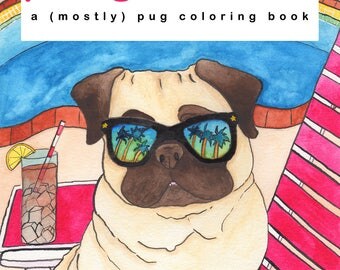 Pug Dog Adult Coloring Book, Coloring For Adults, Pug Gifts, Pug Print,Dog Lover Gift,Coloring Page,Coloring Sheet, Coloring Book For Adults