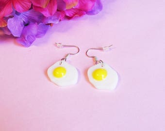 I Love Eggs Earrings - Dangling Sunny Side Up Egg Earrings