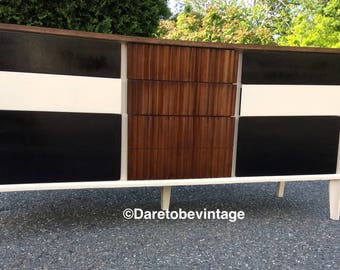 SOLD Mid Century Modern Dresser - Mid Century Modern Brasilia Style Credenza - Long and Low Mid Century Dresser - Painted Modern Dresser