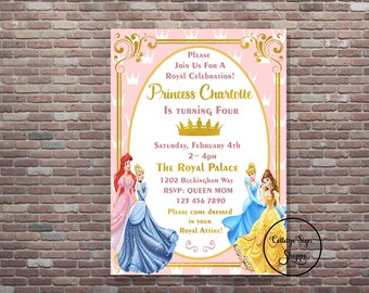 Princess Birthday Party, Princess Birthday Invitation,DIGITAL,YOU PRINT,Personalized Princess Birthday Invitation,Girls Birthday Invitations