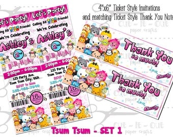Tsum Tsum Birthday, Disney Tsum Tsum Invitation, Custom Birthday Invitation, Tsum Tsum Party, Tsum Tsum Ticket Invite