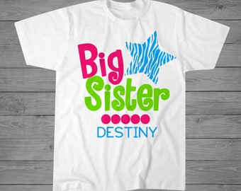 Big Sister T-Shirt | Big Sister Gift | New Big Sister Gift | Sibling Shirt | Announcement Shirt | Sibling Gift | Personalized T-Shirt