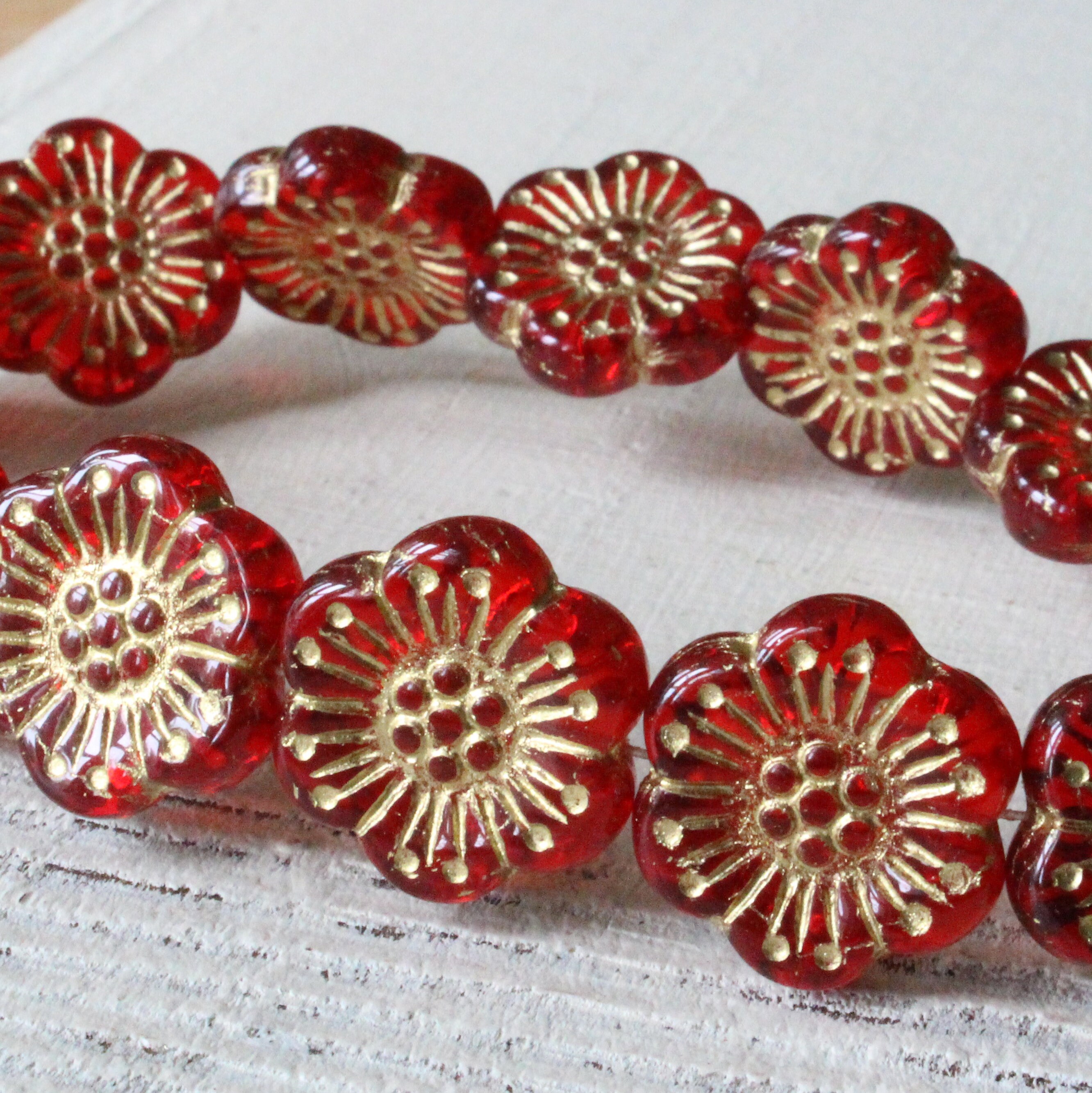 NEW Czech Glass Flower Beads Jewelry Making Supply 18mm