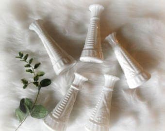 Milk Glass Vases Instant Collection Five Milk Glass Bud Vases Wedding Decor