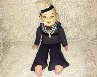 Vintage Sailor Doll – Nautical Doll – Navy Memorabilia – Holland America Line – Norah Wellings