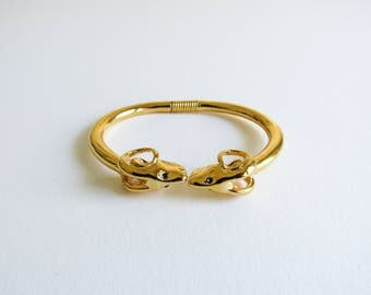 KJL Ram Vintage Kenneth J Lane Aries Clamper Gold Bracelet