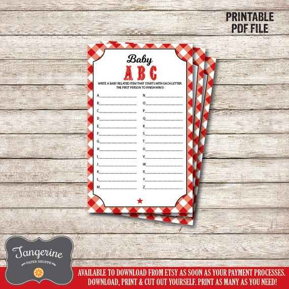 shower games q baby Baby Shower Baby Game Red, Baby Printable, ABC Q Baby Game