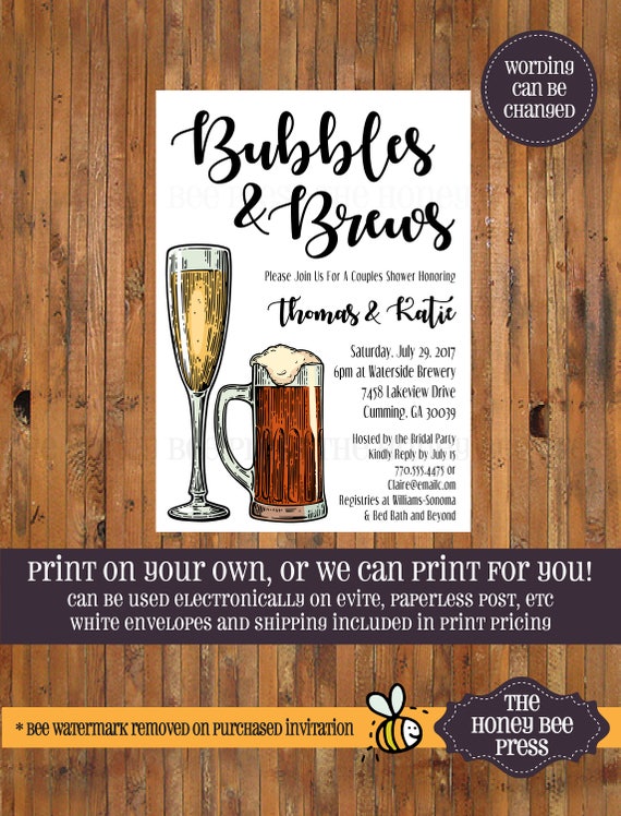 Bubbles and Brews Couples Shower invitation Beer & Bubbly