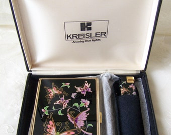Vintage Cigarette Holder and Lighter by Kreisler, Jewelry That Lights.Retro Cigarette Box.Retro Cigarette Holder and Cigarette Lighter.
