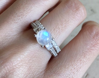 moonstone bridal set ring promise ring engagement and wedding ring wedding set ring - Moonstone Wedding Ring moonstone bridal set ring promise ring engagement and wedding ring wedding set ring - Moonstone Wedding Ring