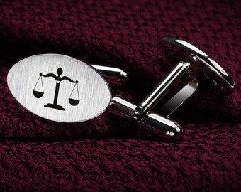 Lawyer gift - Lawyer Cufflinks Sterling Silver – Iustitia Cufflinks – Scales of Justice – Law Cufflinks