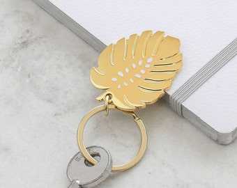 Monstera Leaf Keyring - Plant Keyring - Gold Keyring - Leaf Keyring - House Keyring - Gift For Her - Gold Keychain - New Home Gift