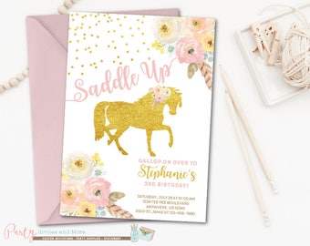 Horse Invitation, Horse Birthday Invitation, Pony Birthday Invitation, Pony Invitation, Cowgirl Birthday Invitation, Cowgirl Inviation