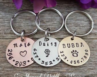 Dog Tag - Dog id Tag - Dog Name Tag - Hand Stamped - Paw Print Dog Tag