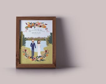Last Minute Wedding Gift - Printable Couples Portrait or Invites // Wedding Guest Book // Romantic Theme Suite