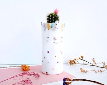 Unicorn ceramic planter, Unicorn ceramic plant pot, Unicorn gift, Ceramics & Pottery, Succulent unicorn planter, Unicorn succulent planter,