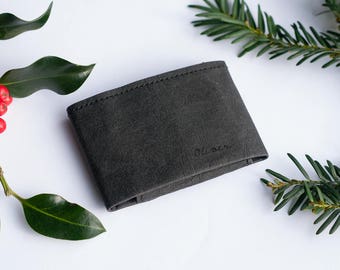MARKS Vegan Leather Bi-Fold Slim Wallet - Zig Zag Pocket Design, Dual Color Blue & Grey, Modern & Functional