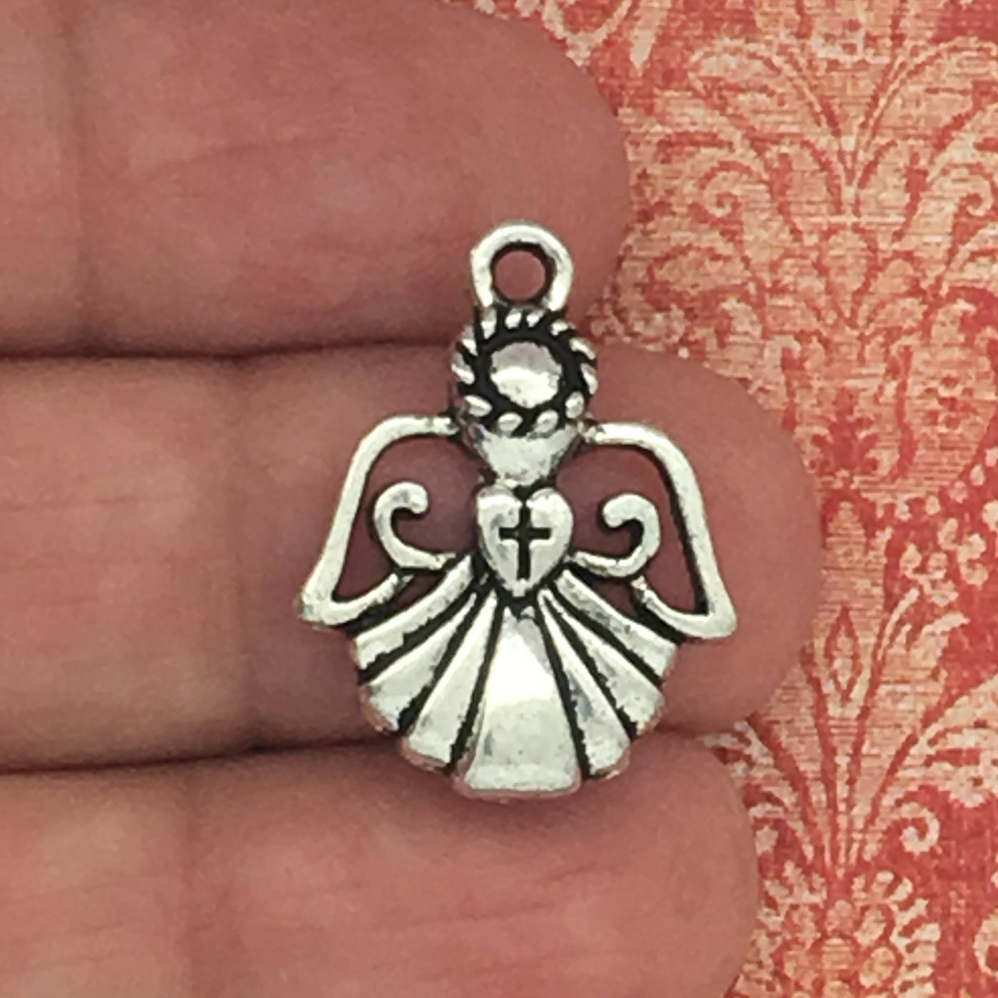 BULK 40 Silver Angel Charm Pendant 22x17mm by TIJC SP1187B