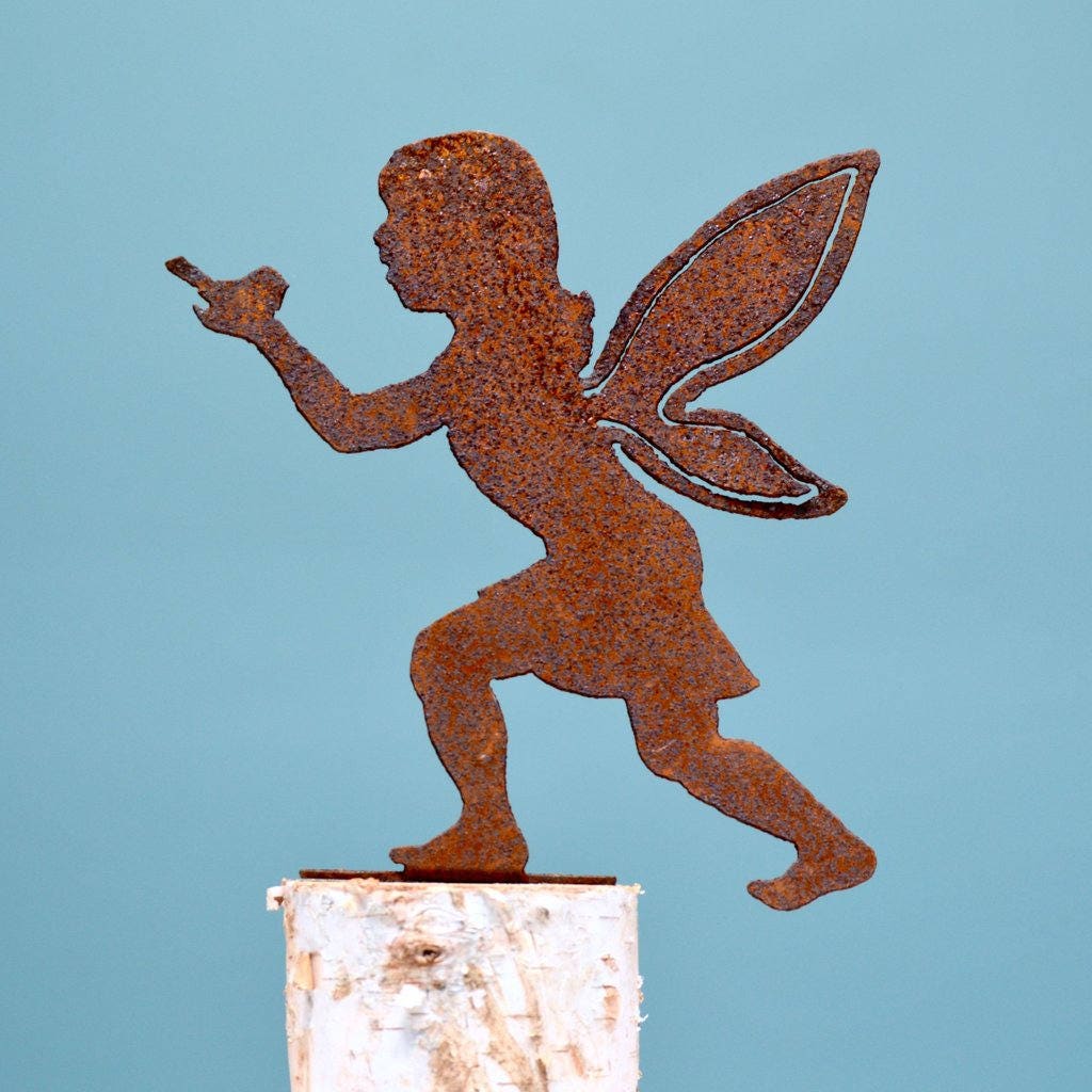 Fairy and Bird Decoration Metal Garden Art Fairy Garden