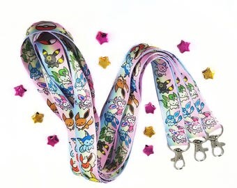 Eevee Evolution Pokemon polyester full color lanyard