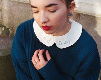 Girl gang removable embroidered Peter Pan Collar - Faux col Claudine brodé girl gang