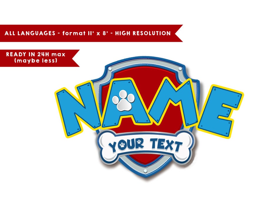 Paw patrol logo customized with name at png format in HQ A4