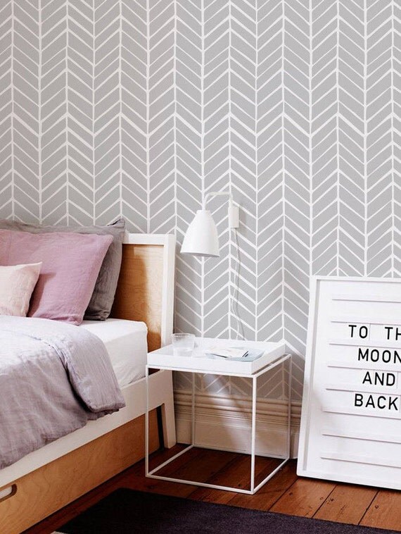 Self adhesive vinyl wallpaper Herringbone pattern print