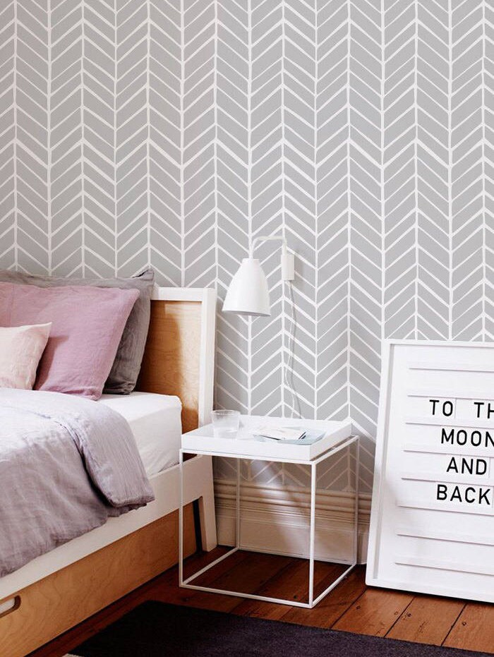 Self adhesive vinyl wallpaper Herringbone pattern print