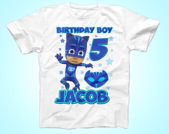 Catboy Birthday Shirt, PJ Masks Birthday shirt, Super Hero Birthday tShirt, Party Shirt
