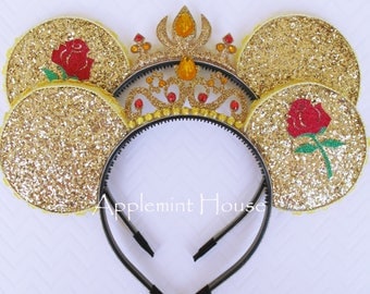 Belle Ears,Belle Minnie ears,Belle Mickey Ears,Elena ears,Minnie Mouse ears,Disney Ears,Princess Minnie Ears,Beauty and the Beast Ears