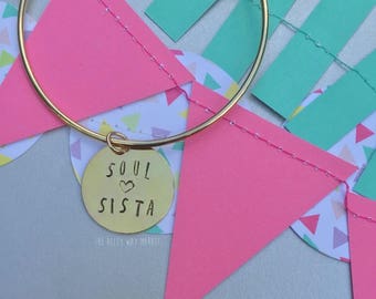 Big Little Bracelet, Soul Sister Bracelet, Soul Sister Jewelry, Soul Sista, Hand Stamped, Bridesmaid, Sorority, Bestie, Custom, Sister Gift