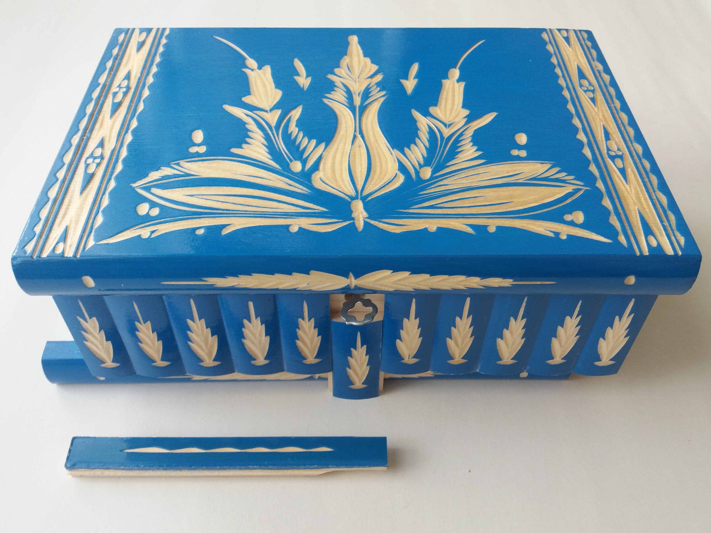 Giant puzzle box jewelry box magic mystery box blue wooden