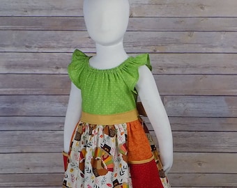 Thanksgiving Dress, Turkey Dress, Thanksgiving Outfit, Baby Girl, Big Girl, Toddler, Brother Sister, Matching, Set, Flutter Sleeves, Pockets