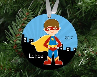 superhero personalized ornament