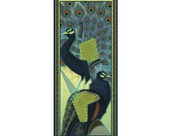 Peacock Art Print A2, Art Deco,