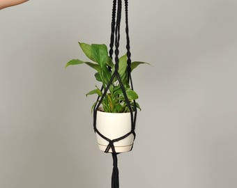 Macrame Plant Hanger, Black Plant Hanger, Hanging Planter, Macrame Plant Holder, Cotton Hanging Planter, Hanging Plant Holder, Pot Hanger