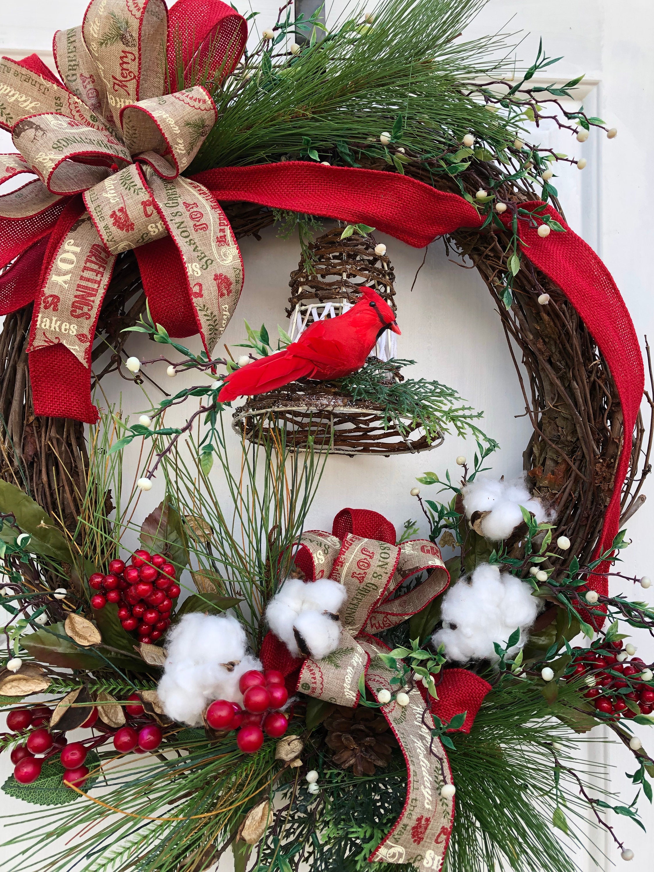 Woodland Christmas Wreath, Rustic Chrisrmas Wreath, Country Christmas ...