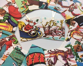 Vintage Christmas Gift Tags, Vintage Christmas GIft Ties, Vintage Christmas, Vintage Holiday Gift Tags, Vintage Book Tags, Upcycled Book