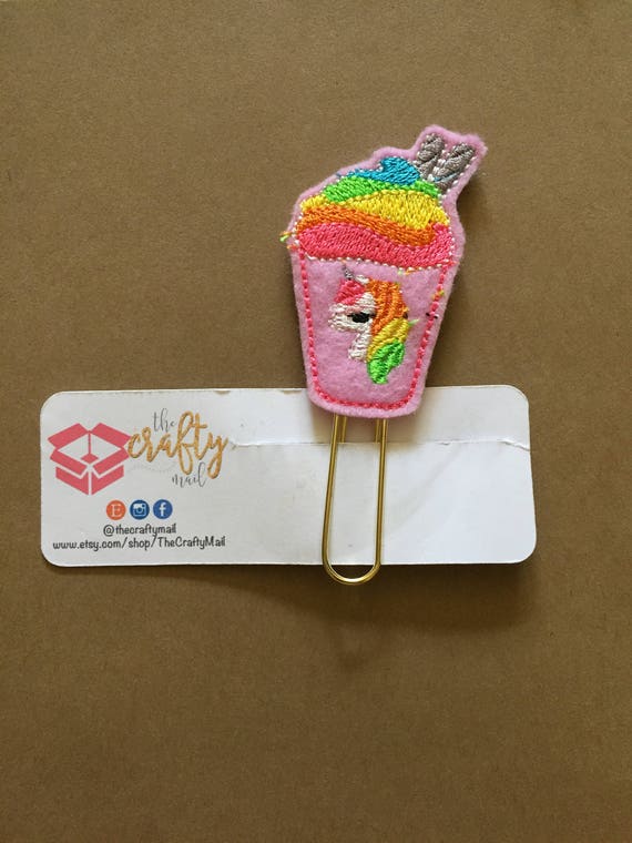 Unicorn Frappucino planner Clip/Planner Clip/Bookmark. Unicorn Paper Clip