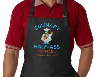 Personalized Culinary Half Ass Embroidered Apron
